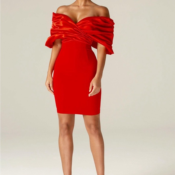 alieva Dresses & Skirts - Alieva Red Off the Shoulder Cocktail Dress